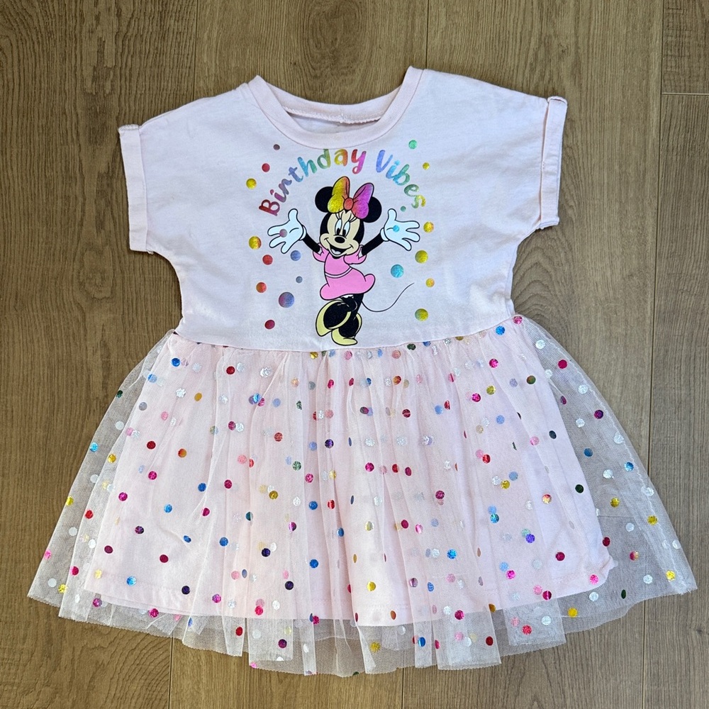 Pink Minnie Mouse Birthday Vibes Kids Dress toddler 2T